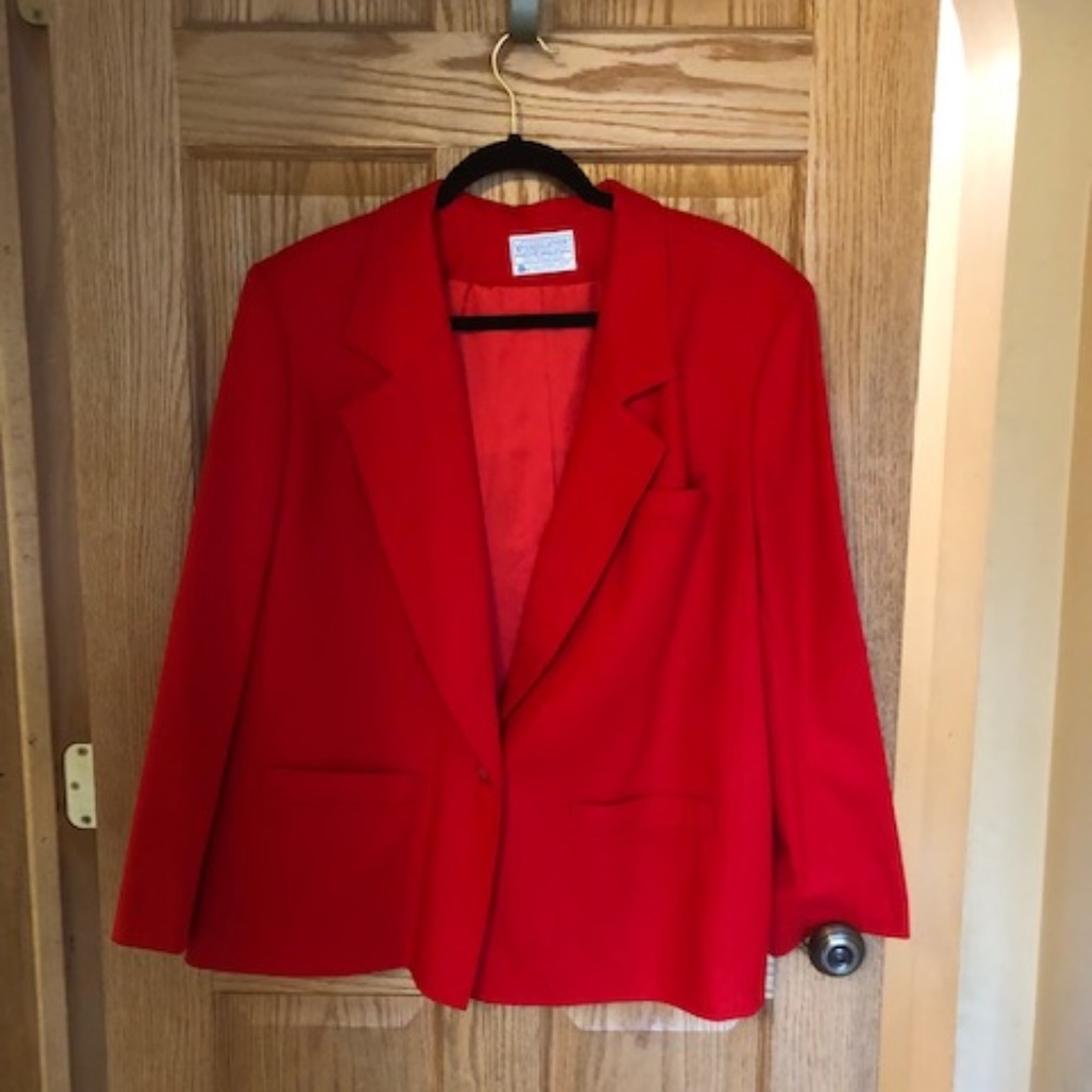 Pendleton Pure Virgin Wool Red Blazer & Skirt Set